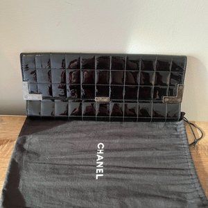 COPY - Authentic Vintage Chanel Clutch, Black with Red Ends